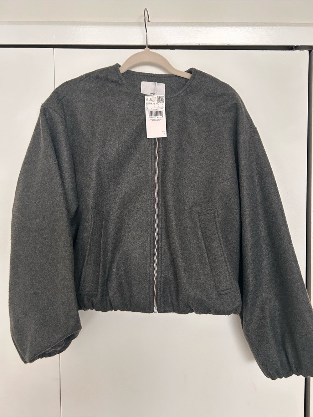 Mango Charcoal Gray Bomber Jacket